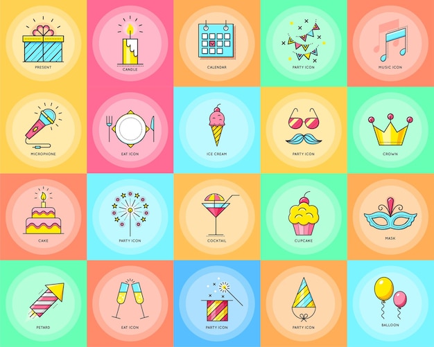 Iconos de fiesta Ilustración de celebración