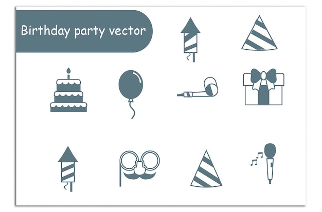 Iconos para fiestas de cumpleaños Pro Vector