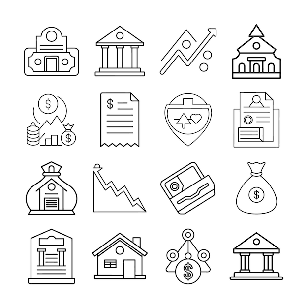 Iconos de finanzas y banca