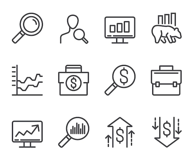 Iconos de finanzas e inversiones