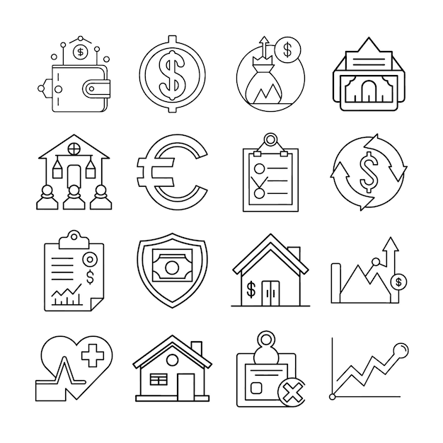Iconos de finanzas e inversiones
