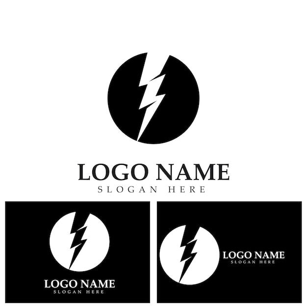 Iconos de flash de iluminación de trueno y perno establecidos en estilo plano sobre fondo oscuro Vector Vector