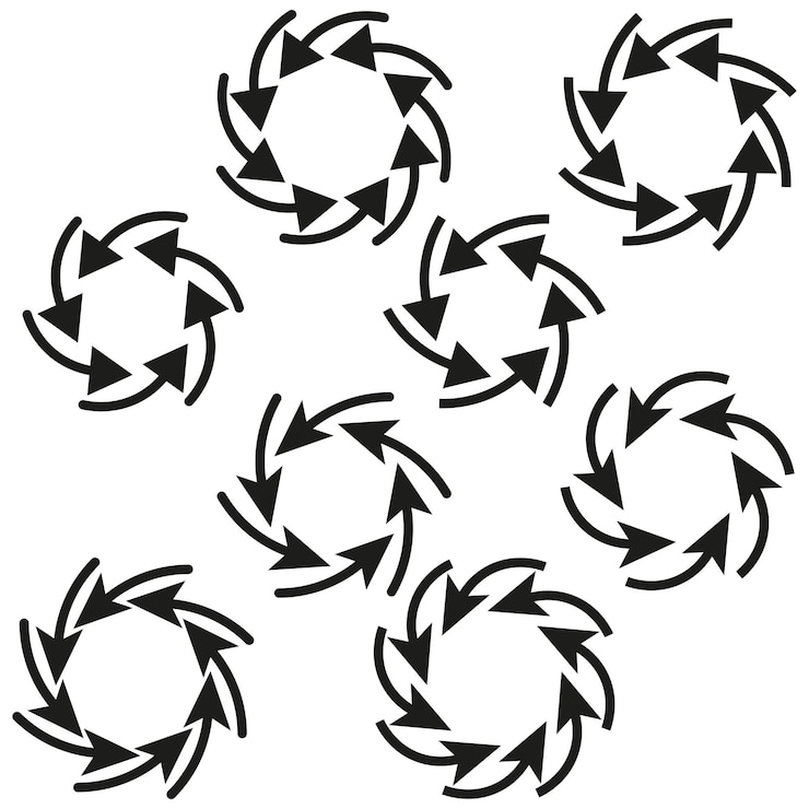Vector iconos de flecha circular símbolos vectoriales giratorios formas negras abstractas diseño gráfico dinámico