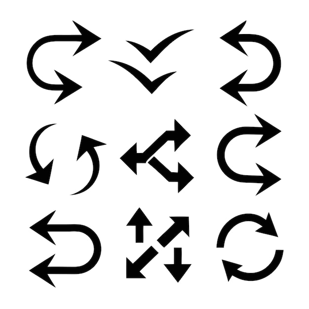 Iconos de flecha de círculo y rotación Vector para el diseño de negocios y procesos Esbozo Set de iconos de Flecha de Vector