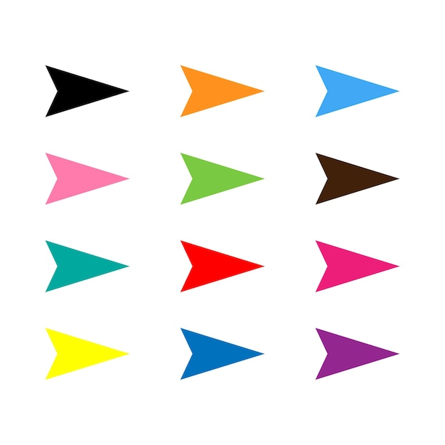 Iconos de flecha direccional de colores establecidos Símbolos de fleca vectorial aislados en fondo blanco