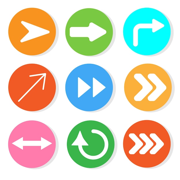 Los iconos de flecha establecen un gran diseño para cualquier propósito Icono plano de redes sociales Ilustración de línea delgada Interfaz de computadora Ilustración de vector plano abstracto aislado Aplicación móvil