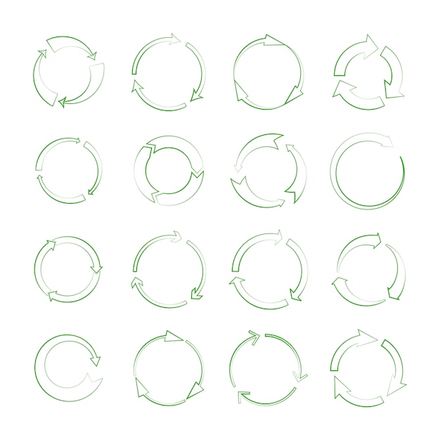 Iconos de flecha de reciclaje de línea