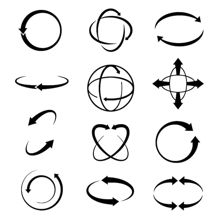 Vector iconos de flecha de rotación