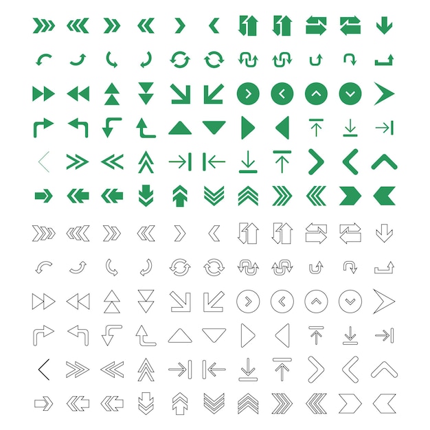 Iconos de flecha verde y gris