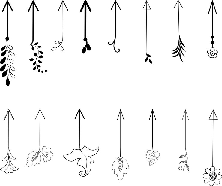 Vector iconos de flechas de flores colocados aislados en fondo blanco ornamento de flores divisores de texto