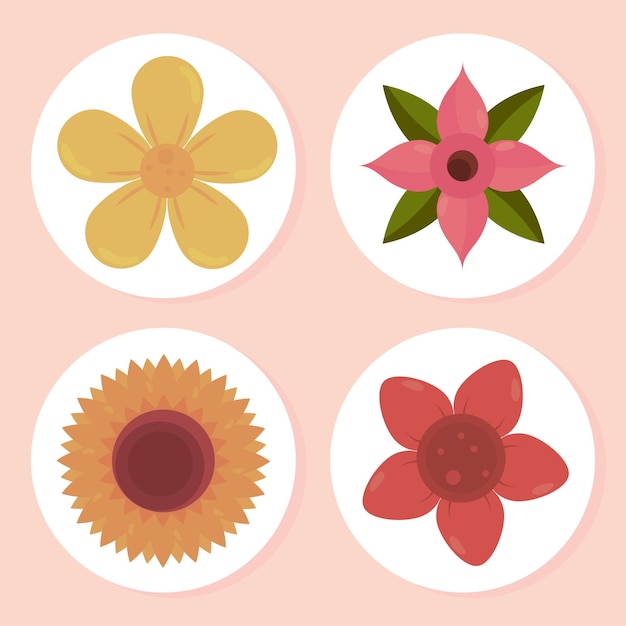 Vector iconos de flor de flores