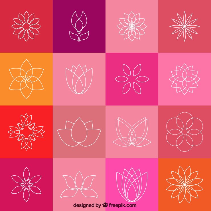 Vector iconos de flor de loto