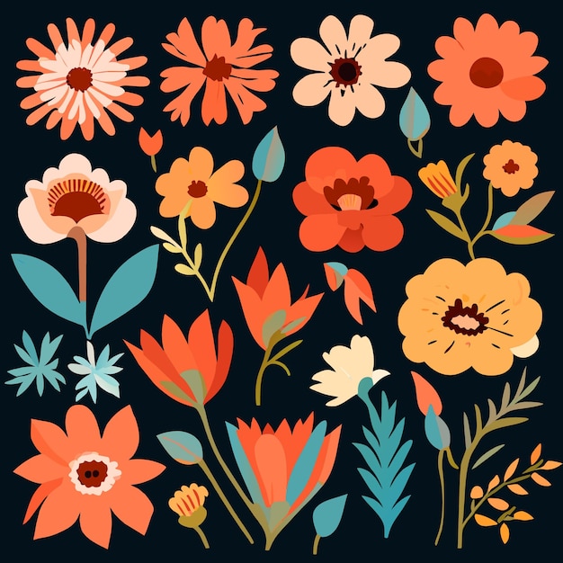 Iconos florales para proyectos visuales