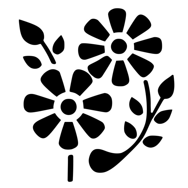 Iconos florales de silueta en negro