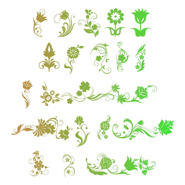 Iconos de flores 2 artículos efecto gradiente foto conjunto vectorial jpg