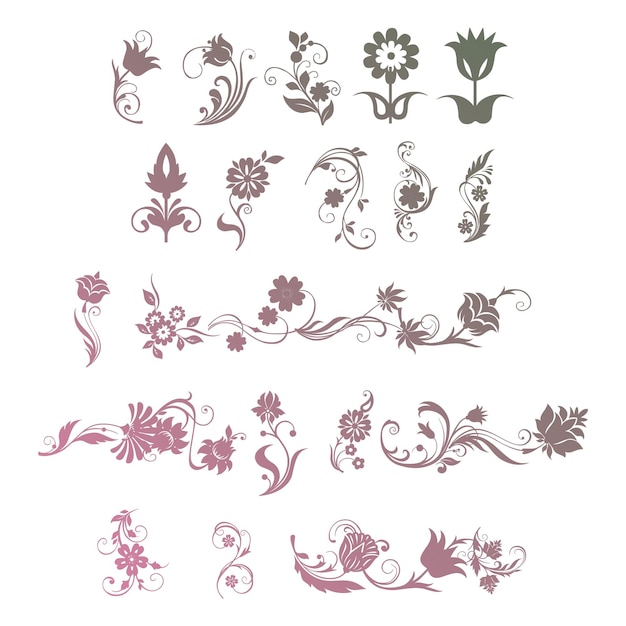 Vector iconos de flores 2 artículos efecto gradiente foto conjunto vectorial jpg