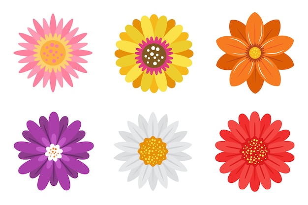 Iconos de flores de colores Ilustración vectorial del conjunto