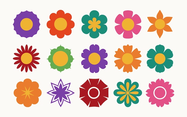 Iconos de flores de colores
