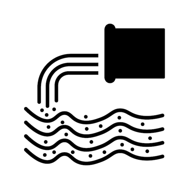 Iconos de flujo de efluentes de canalización Gráficos vectoriales en negro