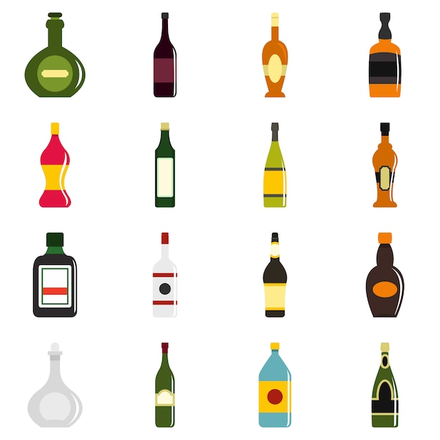 Iconos de formas de botella en estilo plano