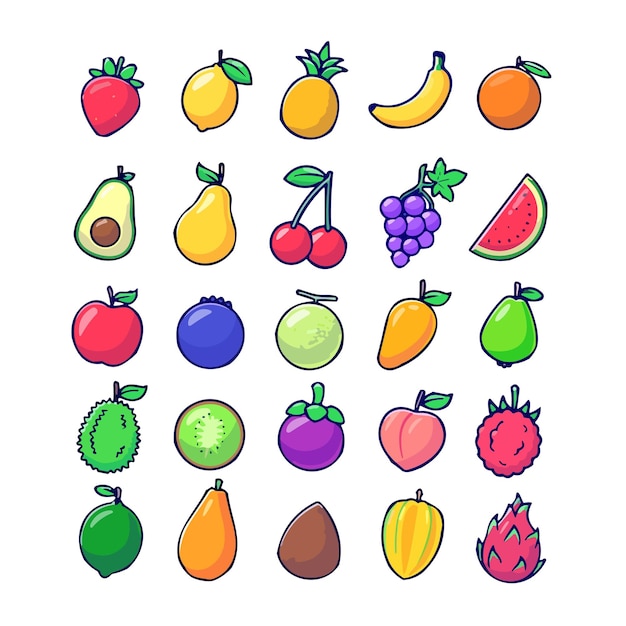 Vector iconos de la fruta