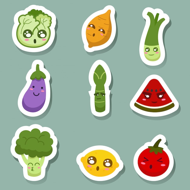 Vector iconos de frutas y verduras