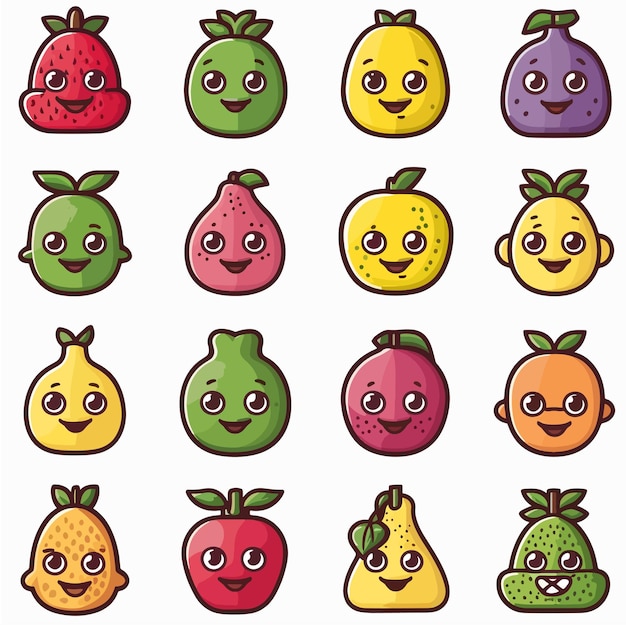 Vector iconos de frutas