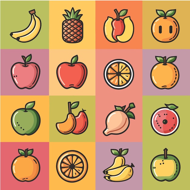 Vector iconos de frutas