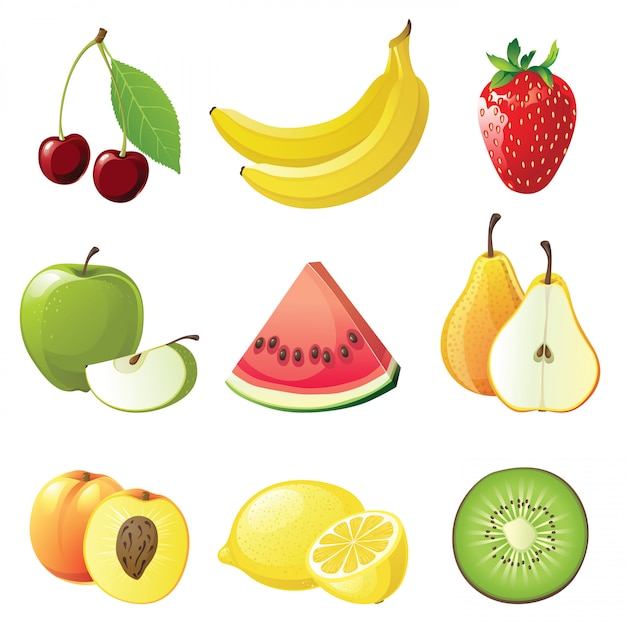 Vector iconos de frutas