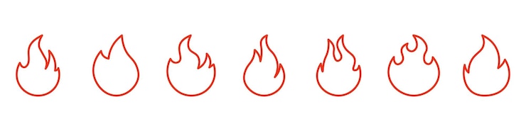 Vector iconos de fuego colección de iconos de fuego estilo plano ilustración vectorial xa