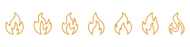 Iconos de fuego Colección de iconos de fuego Estilo plano Ilustración vectorial xA