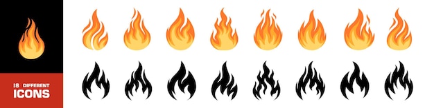 Iconos de fuego Conjunto de iconos de fuego Colección de signos de quema
