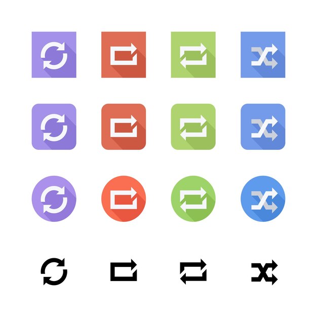Iconos para las funciones de repetición y actualización