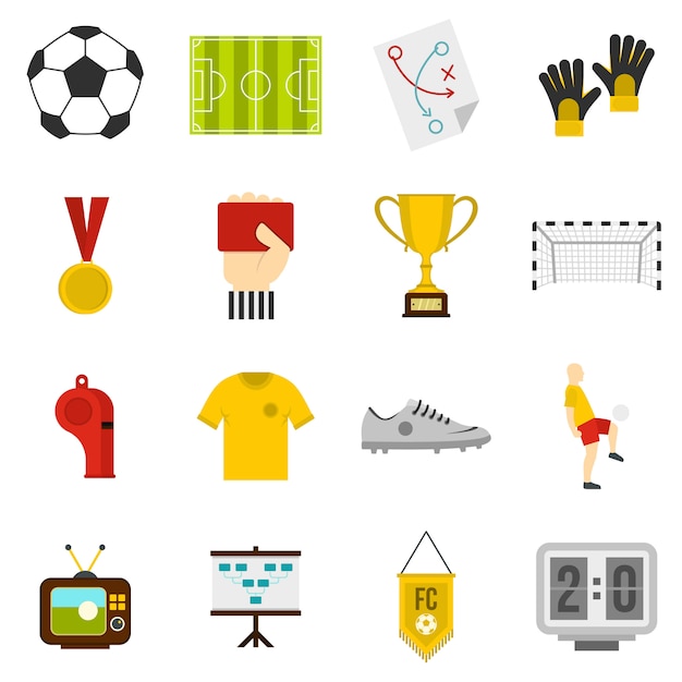 Vector iconos de fútbol soccer en estilo plano