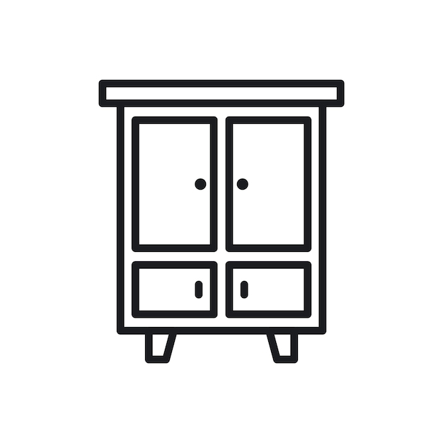 Iconos de gabinete conjunto de cajones de oficina símbolo vectorial de almacenamiento signo de muebles