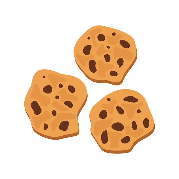 Iconos de galletas configurados en estilo plano Ilustración vectorial de galletas sabrosas en un fondo aislado Sello de panadería de chocolate concepto de negocio