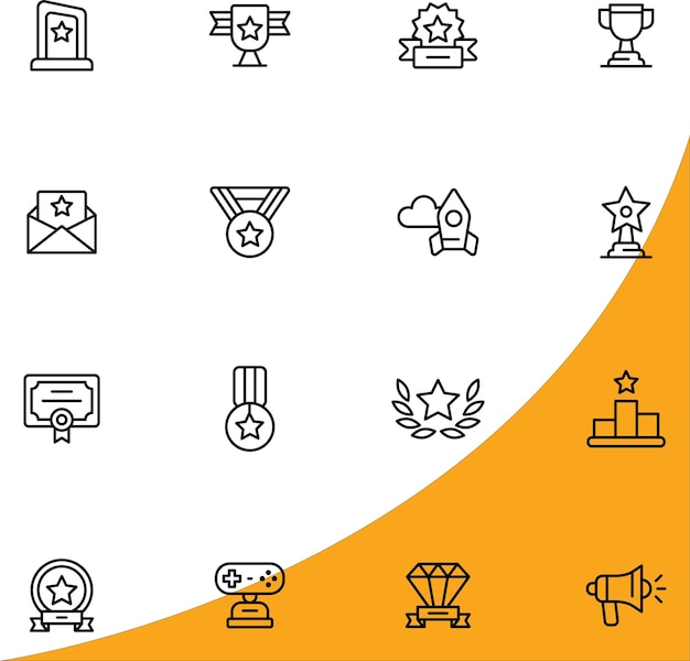 Iconos ganadores en fondo blanco