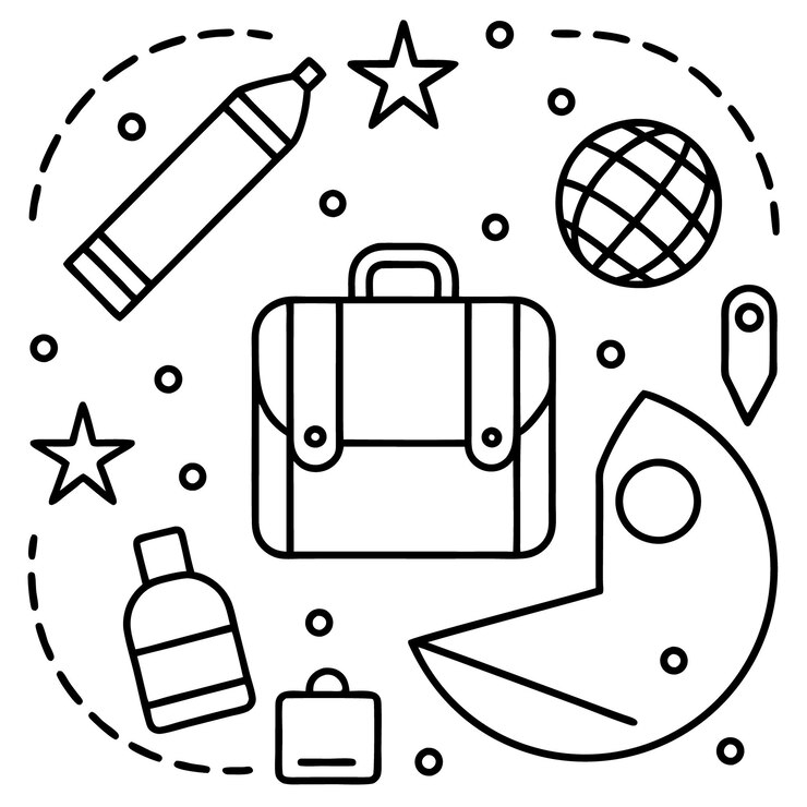Vector iconos de garabateo de vuelta a la escuela contorno ilustración vectorial