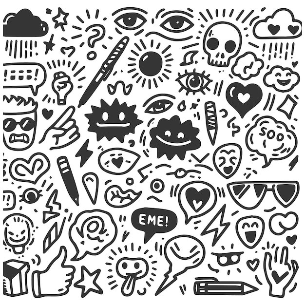 Iconos Garabato Abstracto Dibujado Mano Doodle Para Colorear