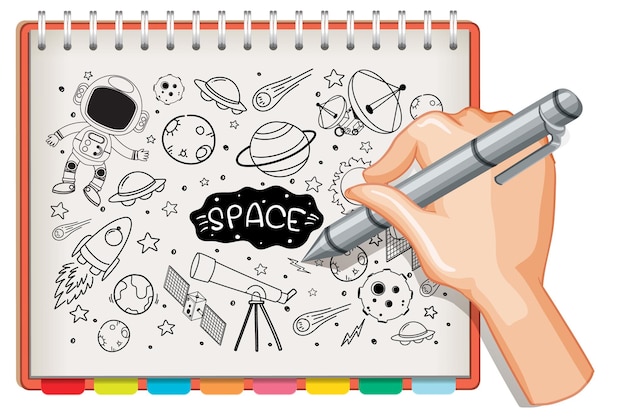 Iconos de garabatos dibujados a mano en papel