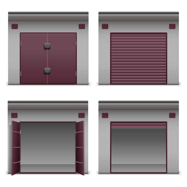Iconos de garaje aislados en blanco