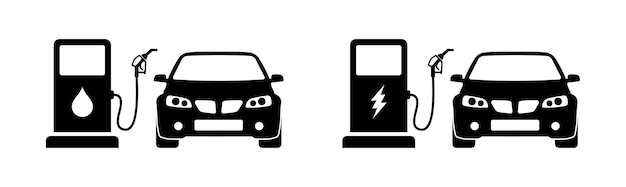 Iconos de las gasolineras Iconos vectoriales de estilo silueta