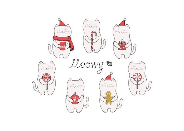 Iconos de gatos de dibujos animados