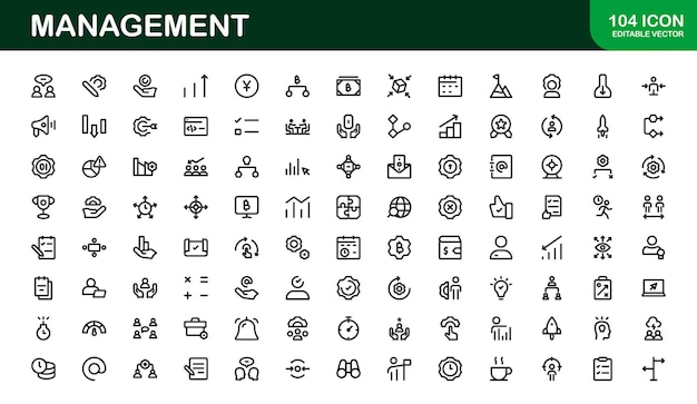 Iconos de gestión moderna Iconos vectoriales de alta calidad para la estrategia de la organización de liderazgo empresarial