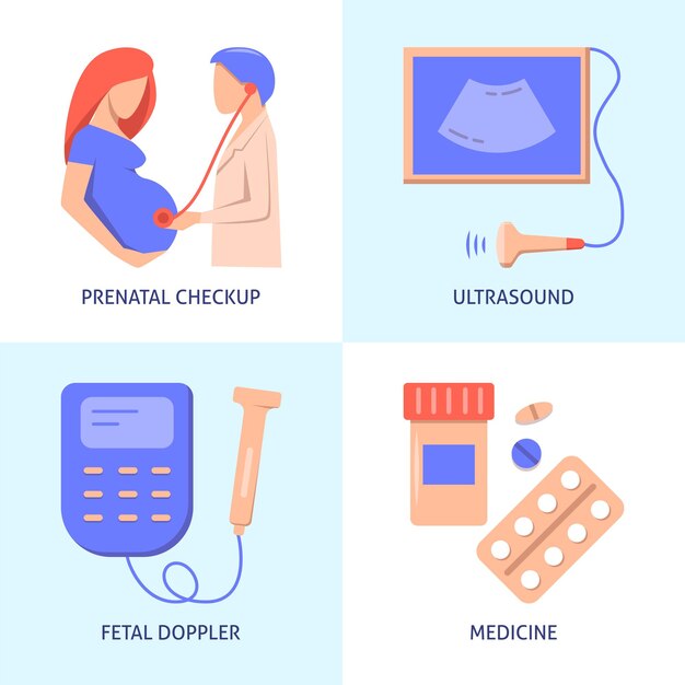 Iconos de ginecología en estilo plano