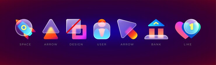 Iconos de glassmorphismIconos de UI de Glassmorphism realistas conjunto de Icones de UI de GlasmorphismVector conjunto de Eps gradiente de Glassmorthism