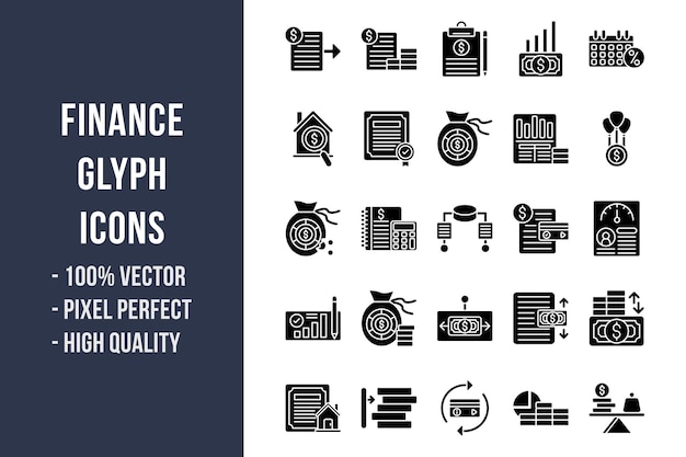 Iconos de glifo de finanzas
