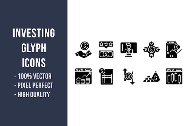 Vector iconos de glifo de inversión