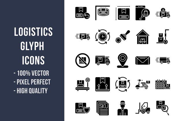 Vector iconos de glifo de logística