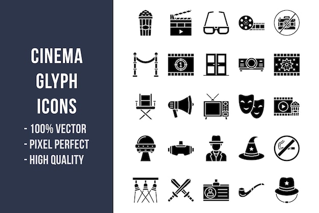 Iconos de glifos de cine